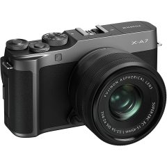 Fujifilm X-A7 Mirrorless Camera (Dark Silver) with Black XC15-45mm Lens [jaunty angle]